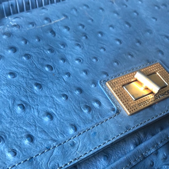 Rebecca Minkoff Lyric Blue Ostrich Leather Satchel - Picture 3 of 7